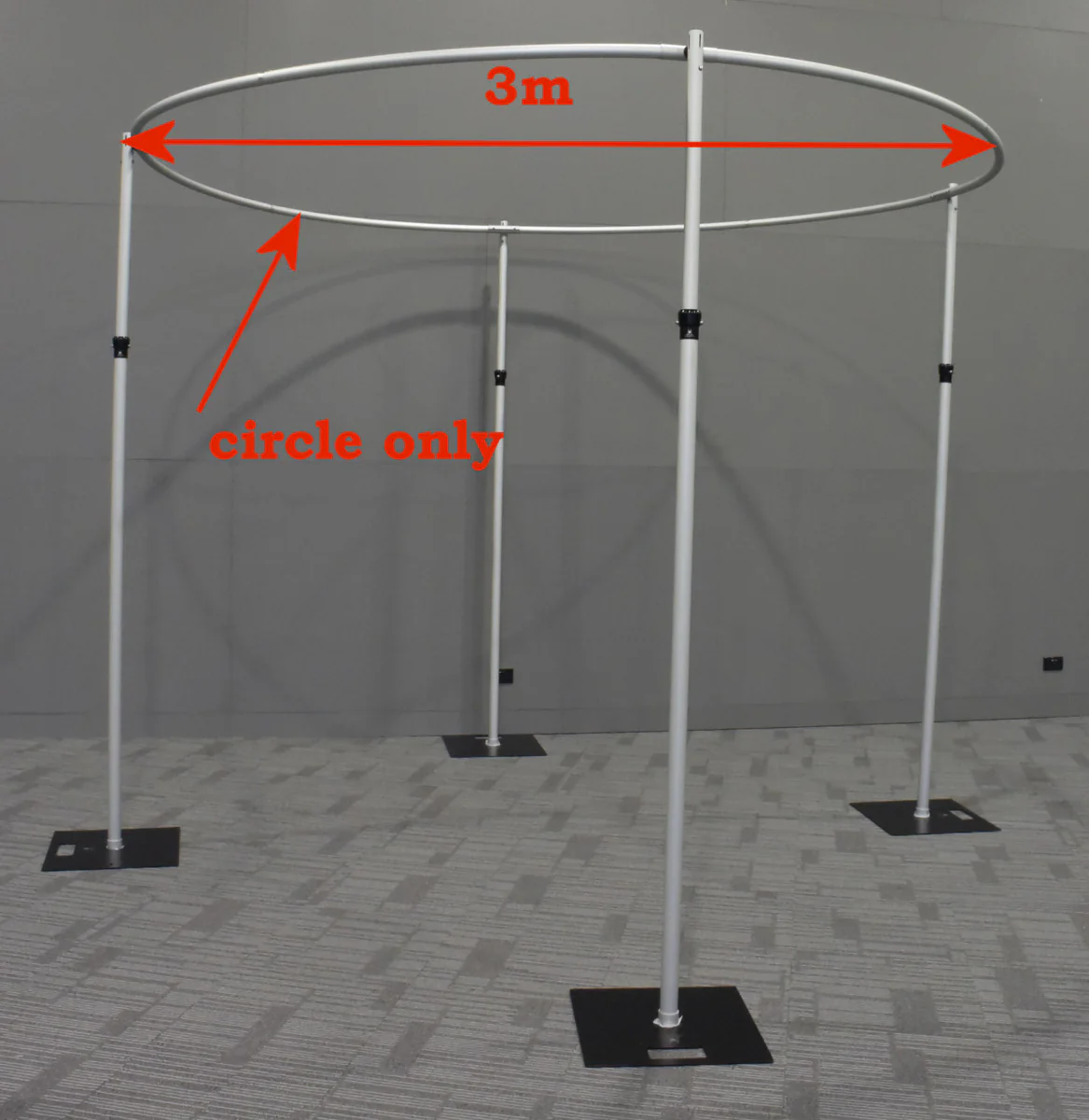 3m in diameter circle for pipe and drape
