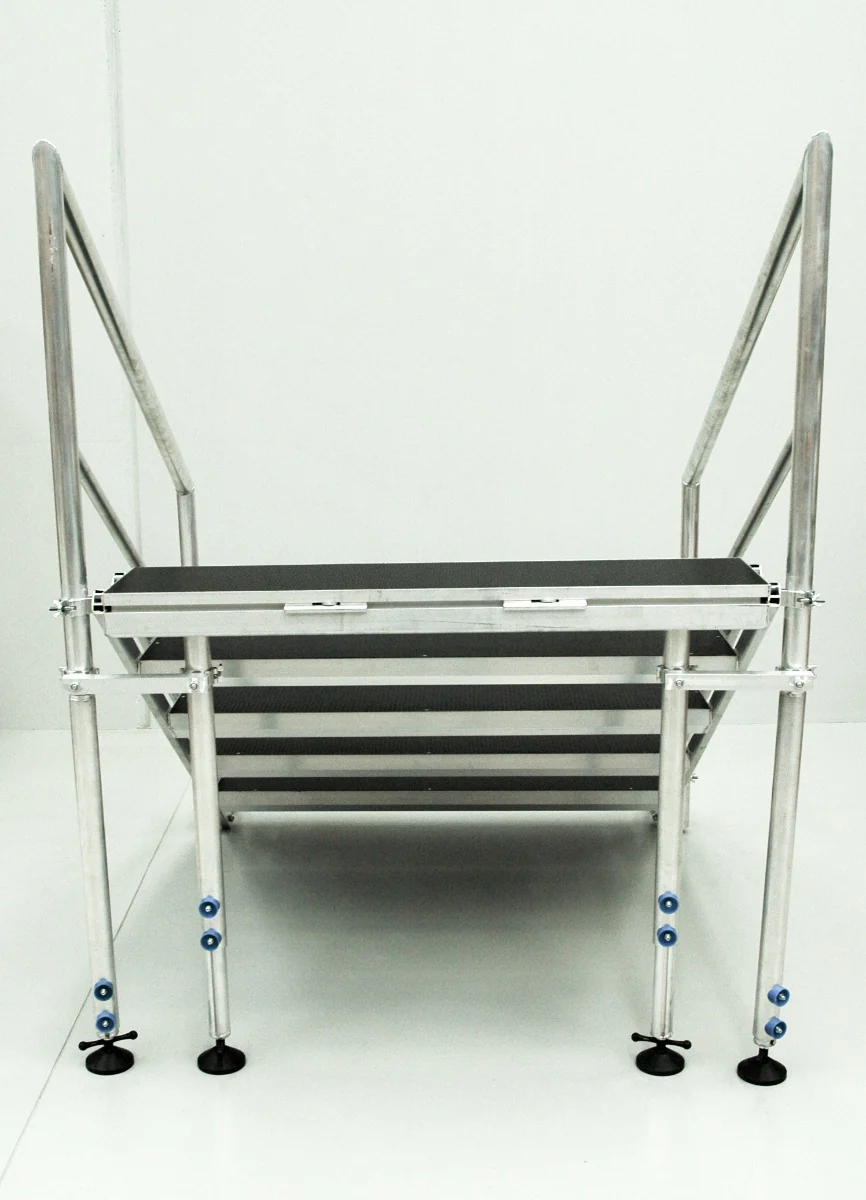 4-step free standing stairs for stage 800-1000mm high with handrails - Image 2