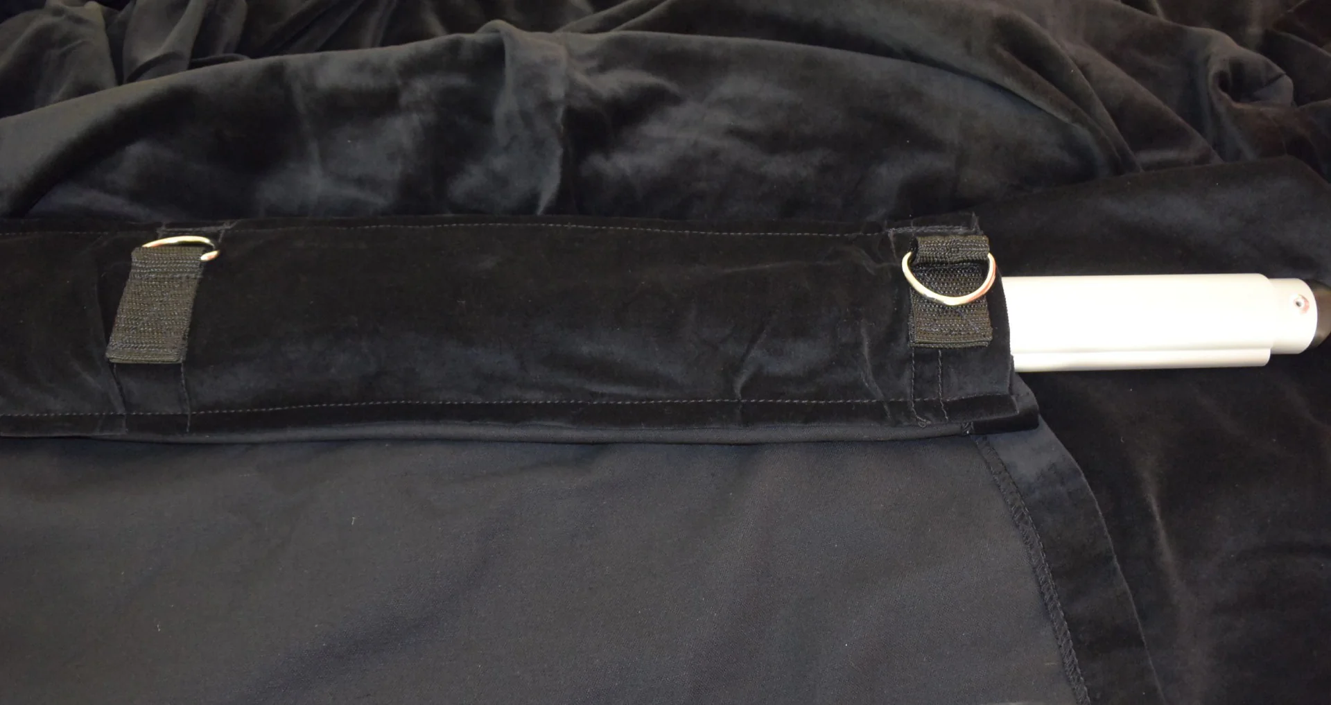 Black 4m drop x 3m width cotton velvet drape 365gsm Fire Retardant - Image 5