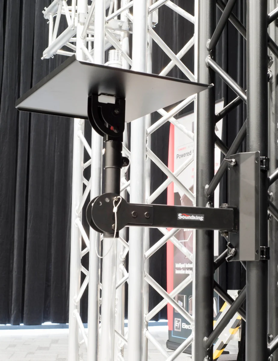 Adjustable Top Tray with tilt 35mm pole socket + wall/truss bracket with 50mm clamps - Image 13
