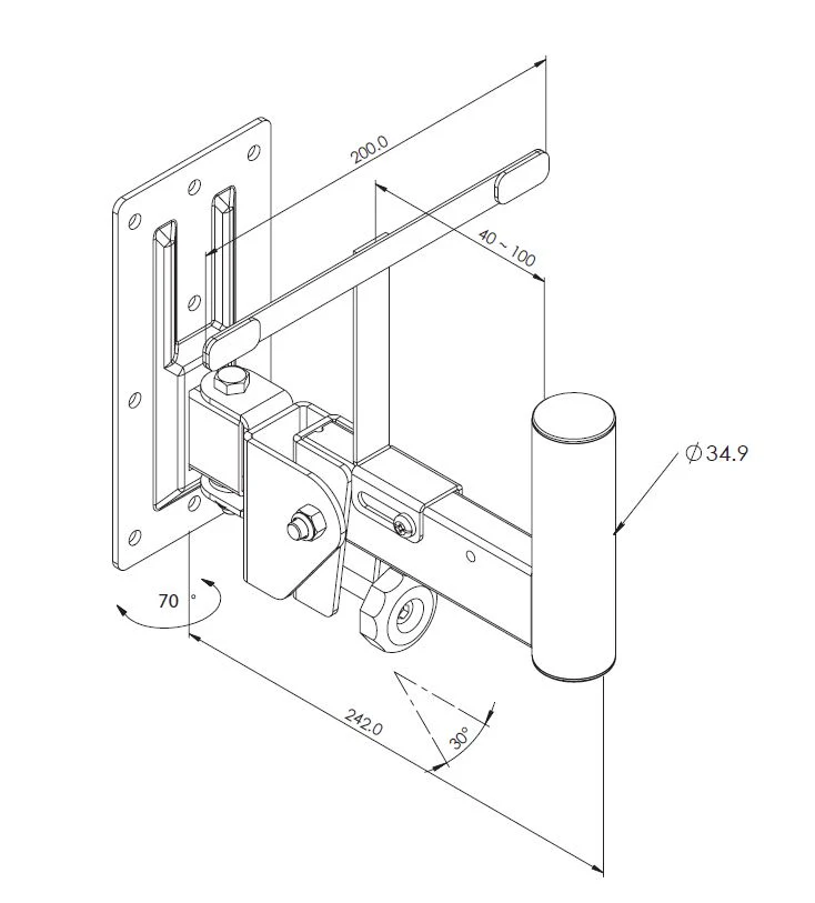 Compact 35mm Top Hat PA Speaker Mounting Bracket H8055 - Image 3