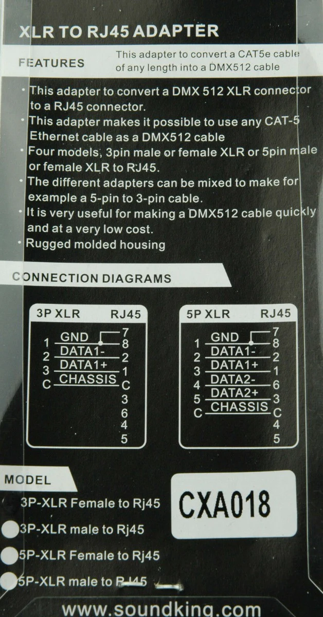 CXA018 3 pin female XLR to RJ45 adaptor - Image 3