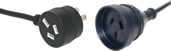Extension Lead with Piggyback  Mains 20 M - Black