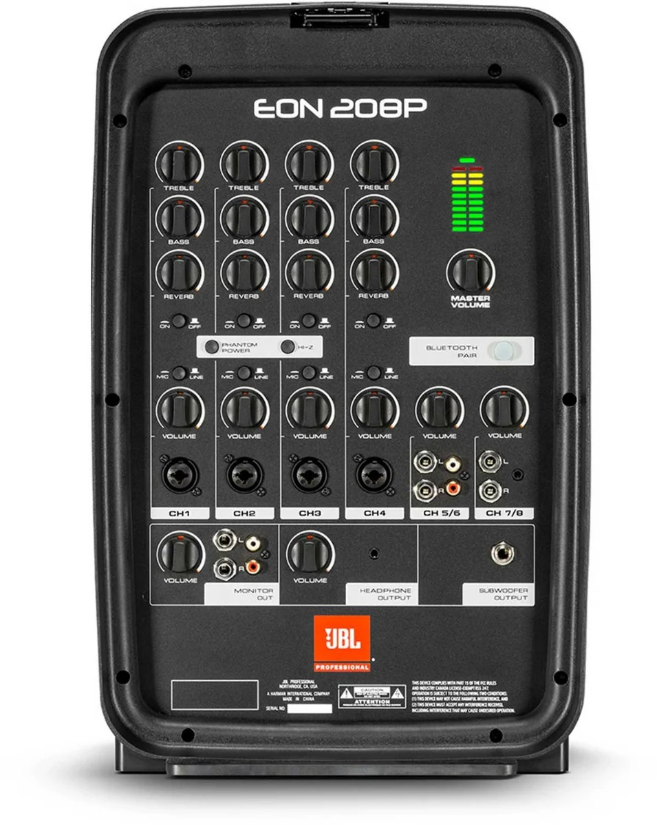 JBL Eon208p 8" PA System with 8 channel mixer and bluetooth + BONUS speaker stands - Image 5