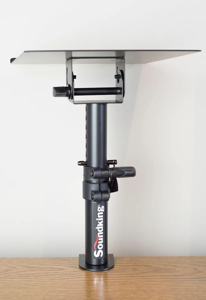 PAIR OF TABLE TOP MONITOR STAND WITH TABLE CLAMP LARGE TRAY, DF147 - Image 9