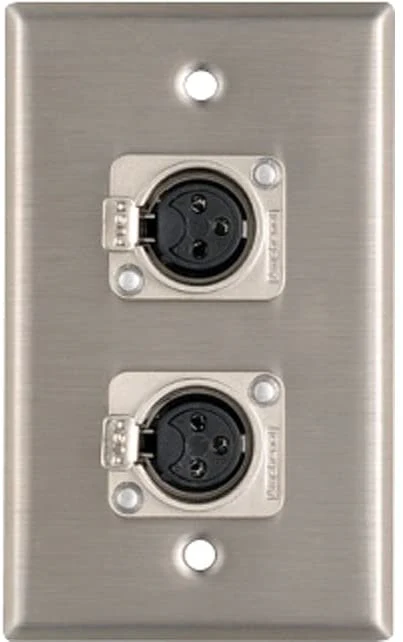 Stainless Steel Wall Plate DUEL XLR sockets Female