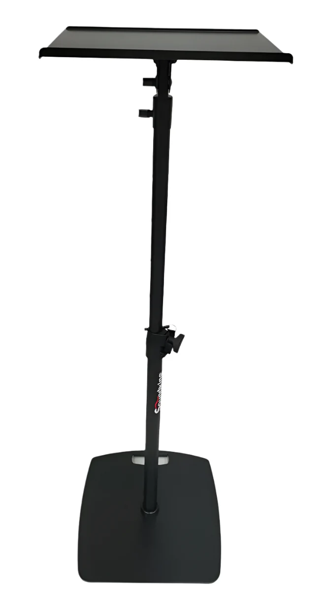 Studio monitor stand with large top tray and steel base plate - Image 2