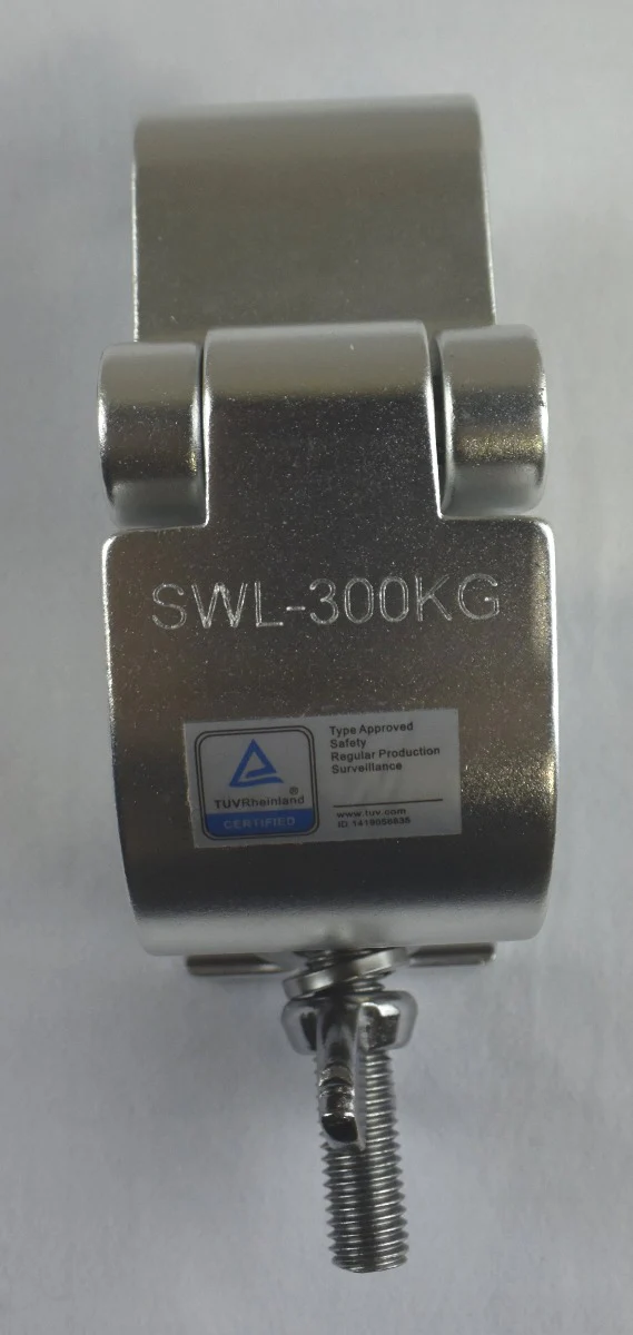 Aluminium wall / ceiling mount  bracket fits 48-51mm pipe 36deg SWL300kg - Image 6