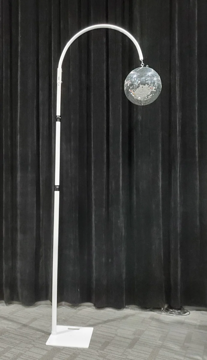White telescopic chandelier / mirror ball stand - 4.8m max height - Image 5