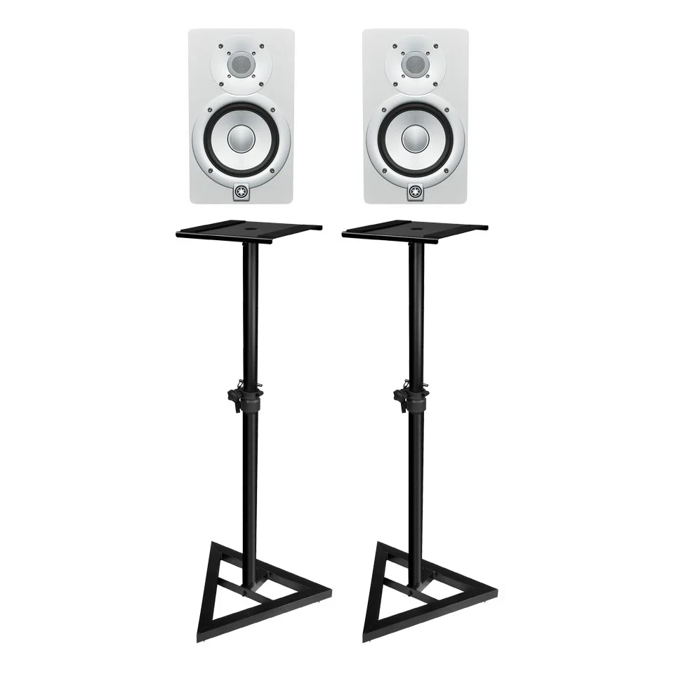 YAMAHA HS8W 8" ACTIVE STUDIO MONITORS WHITE (PAIR) With MONITOR STANDS